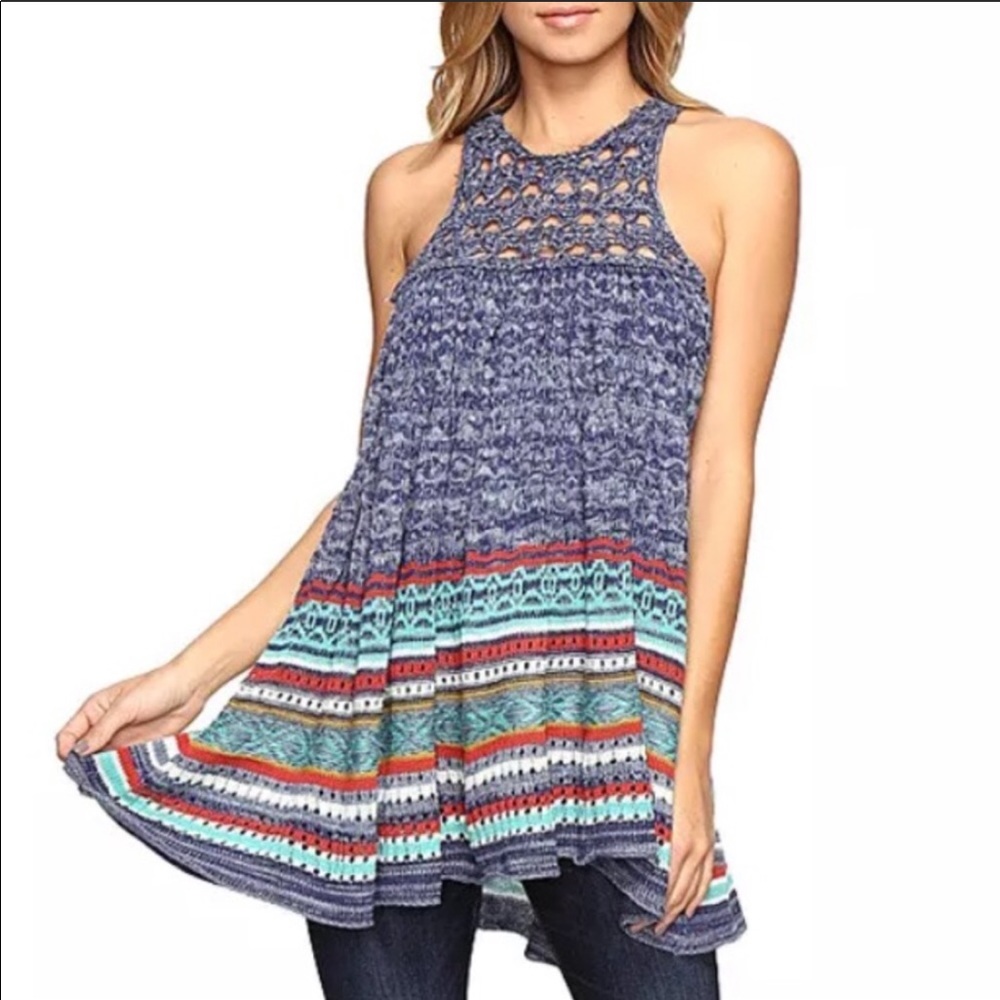 Free People 💕Rare Hearts Striped Knit Tunic NWT
